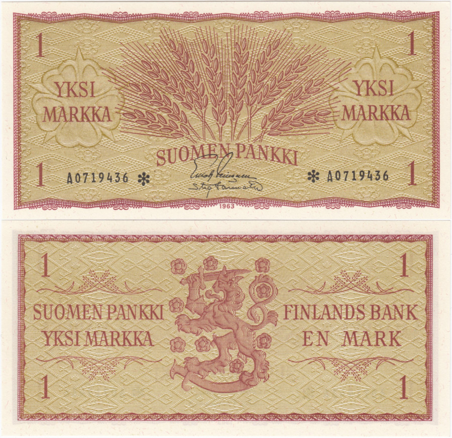 1 Markka 1963 A0719436* kl.9